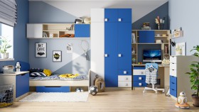 Детская комната Скай (Синий/Белый/корпус Клен) в Тобольске - tobolsk.katalogmebeli.com | фото