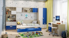 Детская комната Скай Люкс (Синий/Белый/корпус Клен) в Тобольске - tobolsk.katalogmebeli.com | фото