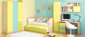 Детская комната Смайли (Желтый/Голубой/Зеленый/корпус Клен) в Тобольске - tobolsk.katalogmebeli.com | фото