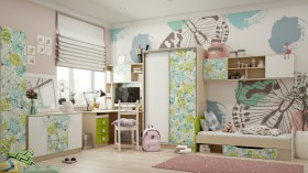 Детская комната Твит (Белый/Зеленый/корпус Клен) в Тобольске - tobolsk.katalogmebeli.com | фото