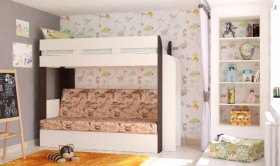 Кровать с диваном 75 Карамель Атлант (Венге Магия /Сосна Карелия/Савана) в Тобольске - tobolsk.katalogmebeli.com | фото