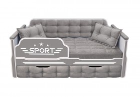 Кровать 160 серии Спорт 2 ящика 45 Серый (подушки) в Тобольске - tobolsk.katalogmebeli.com | фото