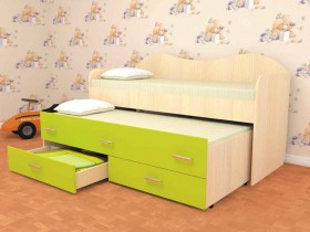 Кровать детская Нимфа двухместная 2.0 Дуб молочный/Лайм в Тобольске - tobolsk.katalogmebeli.com | фото
