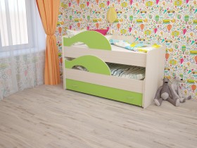 Кровать детская Радуга 1600 Млечный дуб/Салатовый в Тобольске - tobolsk.katalogmebeli.com | фото