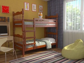 Кровать двухъярусная Соня из массива сосны 800*1890 Орех в Тобольске - tobolsk.katalogmebeli.com | фото
