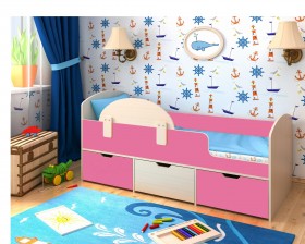 Кровать Малыш-мини Дуб молочный/Розовый в Тобольске - tobolsk.katalogmebeli.com | фото