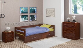 Кровать одинарная ГЛОРИЯ из массива сосны  900*2000 (Орех) в Тобольске - tobolsk.katalogmebeli.com | фото