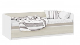 Кровать «Сканди» с 2 ящиками Дуб Гарден/Белый/Глиняный серый в Тобольске - tobolsk.katalogmebeli.com | фото