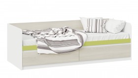 Кровать «Сканди» с 2 ящиками Дуб Гарден/Белый/Зеленый в Тобольске - tobolsk.katalogmebeli.com | фото