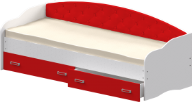Кровать Софа-7 с мягкой спинкой (800х2000) Белый/Красный в Тобольске - tobolsk.katalogmebeli.com | фото