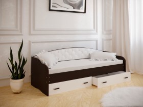 Кровать Софа-7 с мягкой спинкой (800х2000) Венге/ Белый в Тобольске - tobolsk.katalogmebeli.com | фото