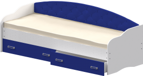 Кровать Софа-8 с мягкой спинкой (900х1900) Белый/Синий в Тобольске - tobolsk.katalogmebeli.com | фото