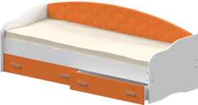 Кровать Софа-8 с мягкой спинкой (900х2000) Белый/Оранжевый в Тобольске - tobolsk.katalogmebeli.com | фото