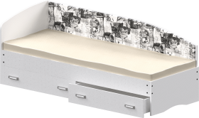 Кровать Софа-9 с мягкой спинкой с рисунком Милана (900х2000) Белый в Тобольске - tobolsk.katalogmebeli.com | фото