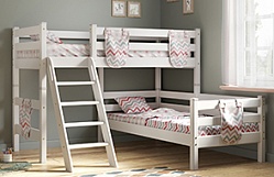 Кровать Соня вариант 8 угловая с наклонной лестницей Белый полупрозрачный в Тобольске - tobolsk.katalogmebeli.com | фото