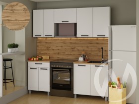 Кухня Кьяра 2.0 м с окапом (белый/карбон фарфор/26мм/дуб вотан) в Тобольске - tobolsk.katalogmebeli.com | фото