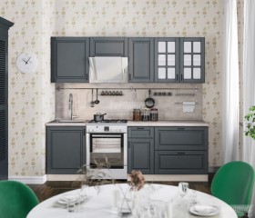 Кухня Регина 24 2,4 м (Серый матовый/Белый) в Тобольске - tobolsk.katalogmebeli.com | фото