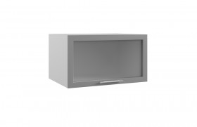 Квадро ГВПГС 800 шкаф верхний горизонтальный глубокий со стеклом высокий (Ваниль кожа/корпус Серый) в Тобольске - tobolsk.katalogmebeli.com | фото