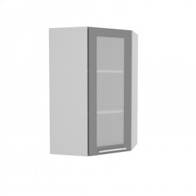 Квадро ВПУС 550 шкаф верхний угловой со стеклом высокий (Железо/корпус Серый) в Тобольске - tobolsk.katalogmebeli.com | фото