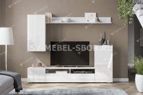 Мебель для гостиной МГС 4 (Белый/Белый глянец) в Тобольске - tobolsk.katalogmebeli.com | фото