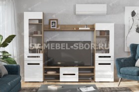 Мебель для гостиной МГС 6 (Исполнение 1/Дуб золотой/Белый глянец) в Тобольске - tobolsk.katalogmebeli.com | фото