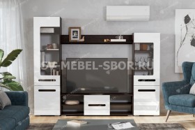 Мебель для гостиной МГС 6 (Исполнение 1/Венге/Белый глянец) в Тобольске - tobolsk.katalogmebeli.com | фото 1