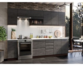 Модульная кухня Бруклин 2,8 м (Бетон черный/Венге) в Тобольске - tobolsk.katalogmebeli.com | фото
