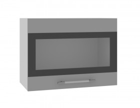 Норд ШВГС 600 Шкаф верхний горизонтальный со стеклом (Софт черный/корпус Белый) в Тобольске - tobolsk.katalogmebeli.com | фото