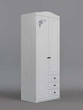 Шкаф 2-х створчатый с ящиками Бэлла (Выбеленное дерево/Белый) в Тобольске - tobolsk.katalogmebeli.com | фото