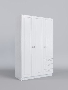 Шкаф 3-х створчатый с ящиками Классика (Белый/корпус Выбеленное дерево) в Тобольске - tobolsk.katalogmebeli.com | фото